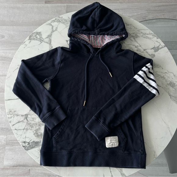 Thom Browne four stripes navy hoodie size small 2